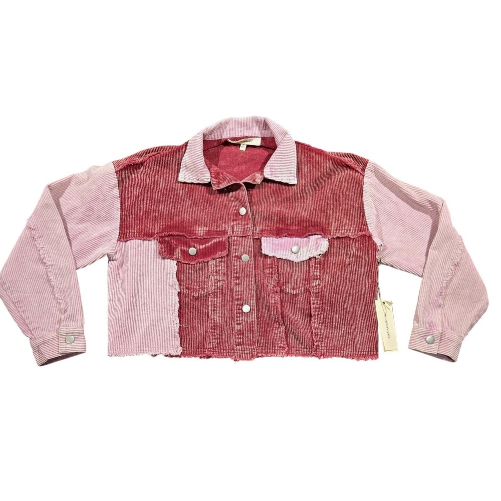 Women's BLUEVELVET Pink Corduroy Button Up‎ Shirt Jacket Shacket Size Small S